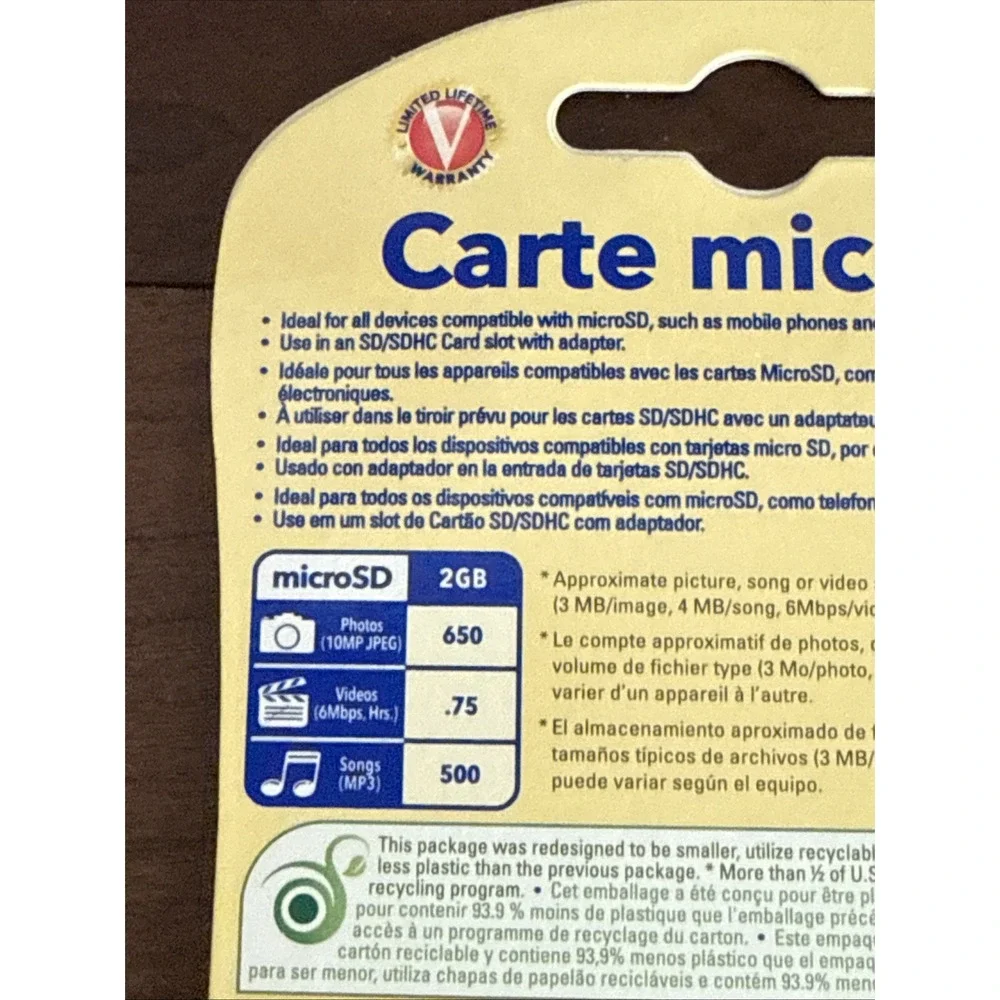 Verbatim microSD Card 2GB (w/SD adapter)